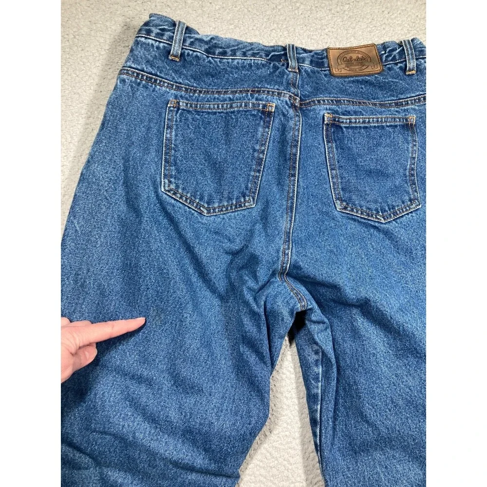 Cabellas Casuals Jeans Womens 14 Tall Blue Flannel Lined‎ Outdoors Nature Stains